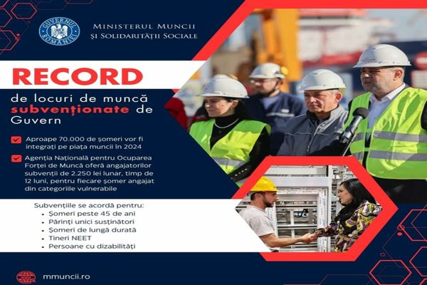 NUMĂR RECORD DE JOB-URI SUBVENȚIONATE DE GUVERN PENTRU INTEGRAREA ȘOMERILOR PE PIAȚA MUNCII!